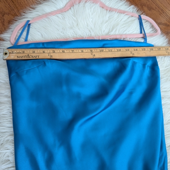 Anthropologie BHLDN Isla Strapless Stretch Satin Column Midi Dress Medium Blue - Picture 9 of 10